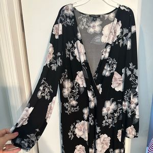 Knee length faux wrap dress